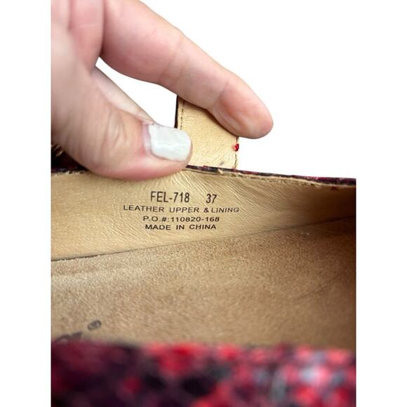 Alegria Feliz Mary Jane Snake Print Leather Shoes FEL-718 Red Sz 37 US 7/7.5 - Picture 5 of 6